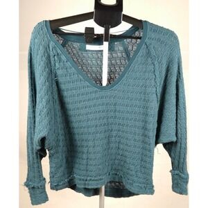 Free People Women's XS Thiens Hacci 100% Cotton Oversize Knit V-Neck Sweater